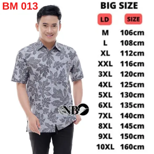 Hem Batik Lengan Pendek Jumbo Pria Big Size M L XL XXL 3XL 4XL 5XL 6XL 7XL 8XL 9XL 10XL 1