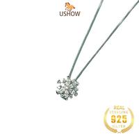 Gambar USHOW 925 Perak Penuh Berlian Snowflake Kalung Liontin - 925 perak dari USHOW Kab. Gresik 3 Tokopedia