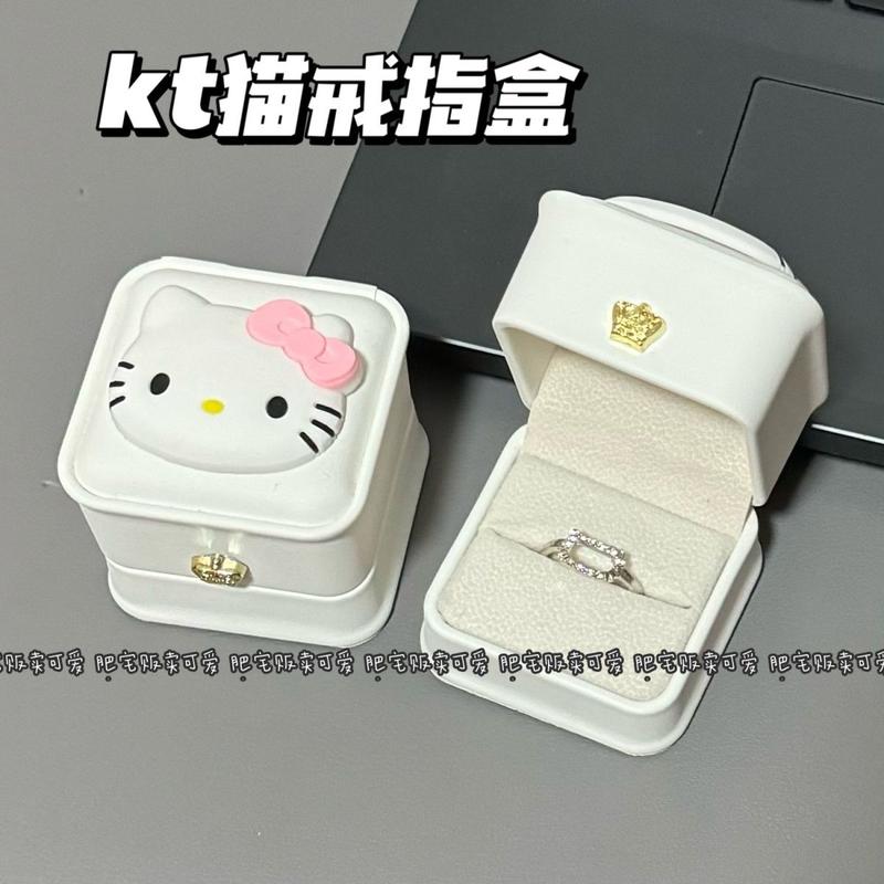 Hộp Nhẫn Tự Làm, Thiết Kế Hình Mèo Kitty, Quà Tặng Tỏ Tình, Hộp Nhẫn Cầu Hôn, Hộp Trang Sức, Thích Hợp Làm Quà Tặng Cho Bạn Gái, Hàng Mới Về