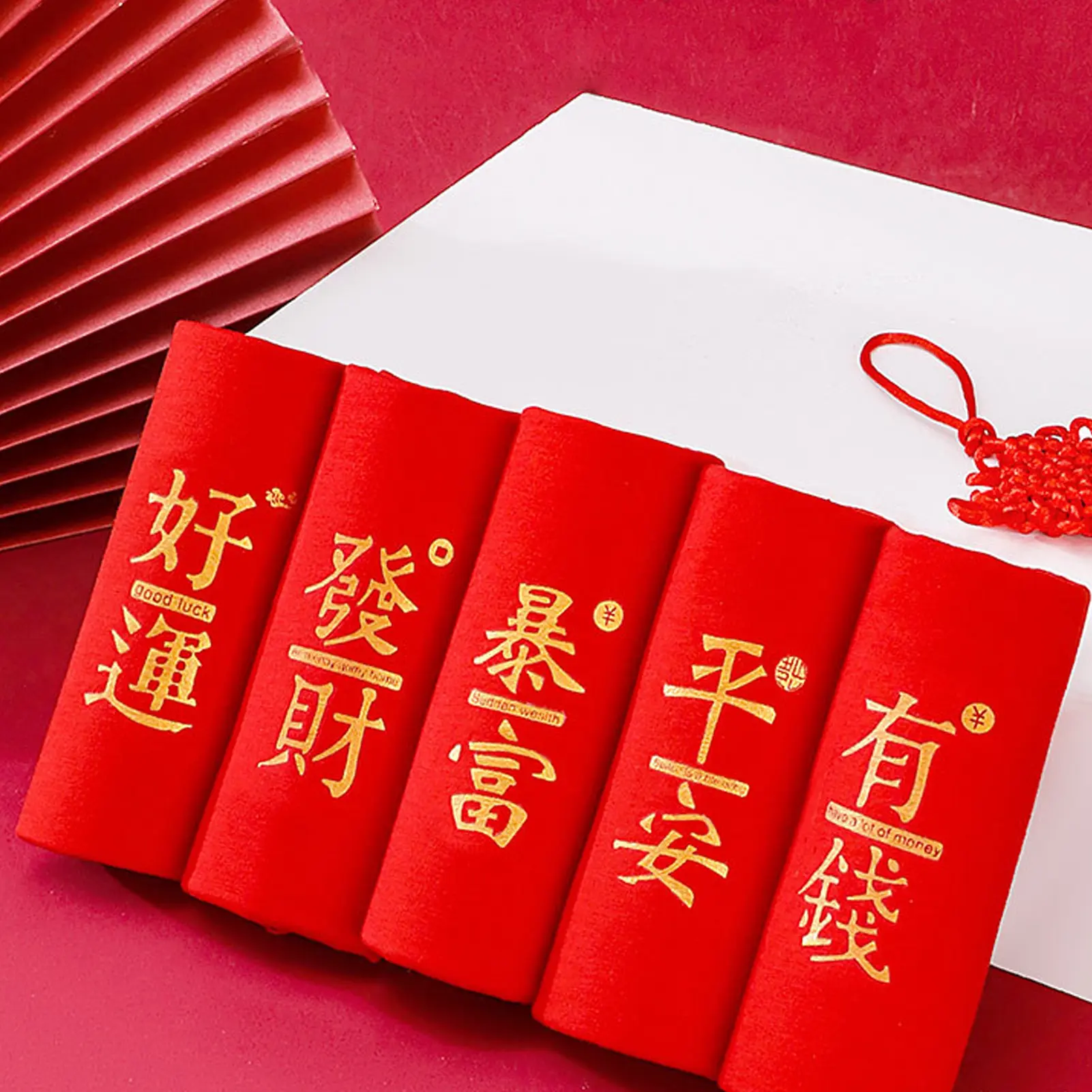 Men Boxers New Year Style Good Fortune Mid Waist Red Festive Chinese Print Soft Breathable Good Elasticity Men Underpants Underwear