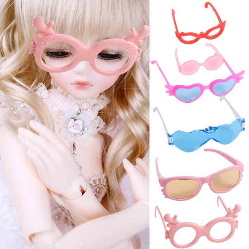 Product Introduction of 2pcs/set Play House Toy Doll Sunglass Retro Cool Doll Glasses Round Frame Fashion Styles Mini Plastic Heart Glasses Retro Multicolor Mini Plastic Glasses for Doll Kids Toy 10