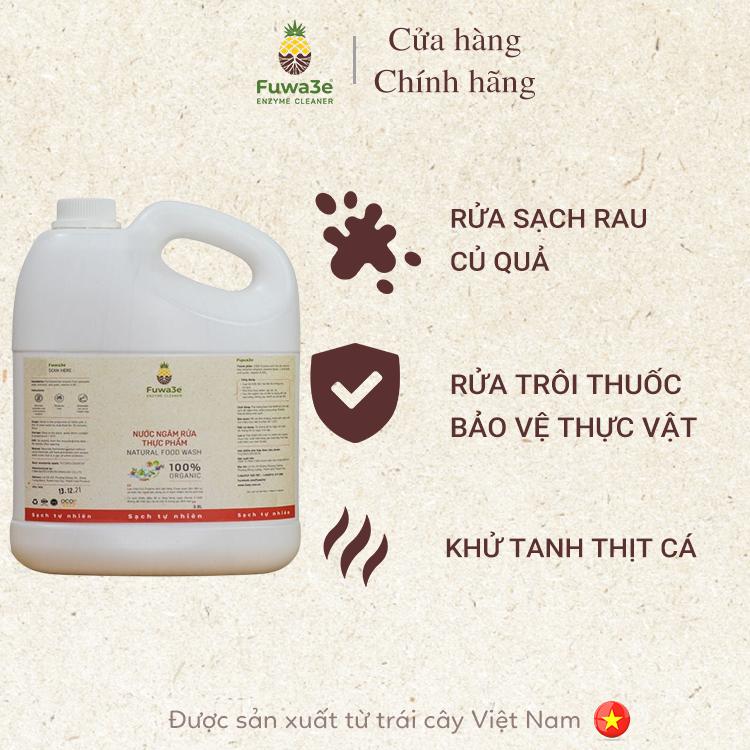 Tặng cốc đong - Fuwa3e - Nước ngâm rửa thực phẩm Fuwa3e 3.8L - Enzyme dứa nguyên chất