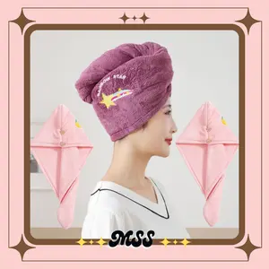 MSS COD)BUNDLING 2PCS 3PCS Handuk Keramas Highquality Karakter Cepat Kering Fashion Wanita Magic Towel Hairtowel Handuk Turban Microbulu Handuk Kancing Kramas Handuk Rambut Onehand Microfiber (BELI LOKAL)