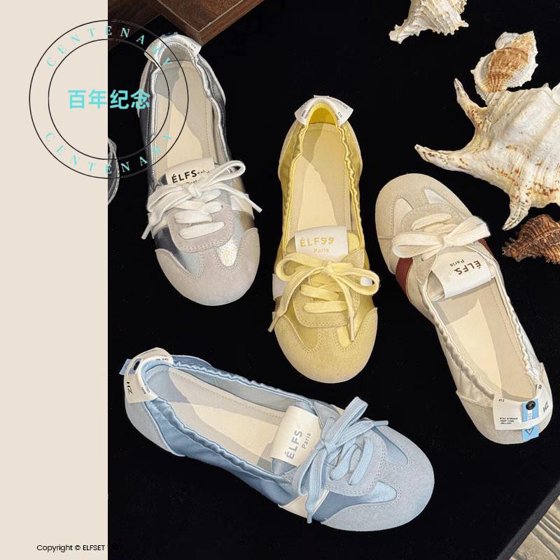 Giày Trắng Thoáng Khí, Giày Trượt băng Lười, Giày Thể Thao Múa Ba Lê Nhẹ Nhàng Kiểu Pháp, Giày Đế Bằng Nữ, Phong Cách Mới Mùa Hè, Dành Cho Năm 2025, Có 2968 Người 1