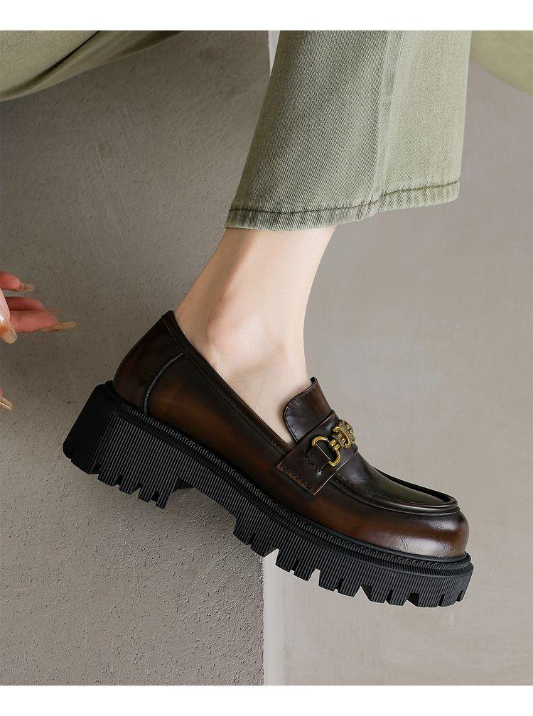 Product Introduction of Leather loafers inside and out all leather single shoes British style small leather shoes fashion single shoes Boy Footwear Office Closed Work Bedroom Comfort Breathable Tactical 21