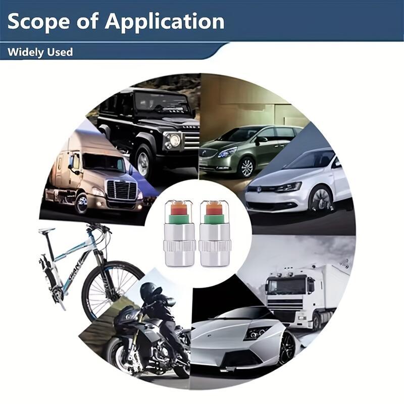 Product Introduction of Copper Tire Pressure Indicator Cap Sensor - Monitoring External Vae Detection for Cars, Trucks & Bikes, Colorful Green, Yellow, Orange, Red, Roadside Assistance Easy Read Display  Visual Alert System 2