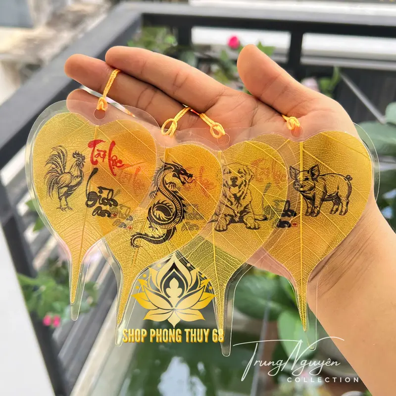 Lá Bồ Đề Chữ Thư Pháp 12 Con Giáp Theo Tuổi Để Ôp Lưng Điện Thoại, Treo Xe. Bỏ Ví Bóp 2