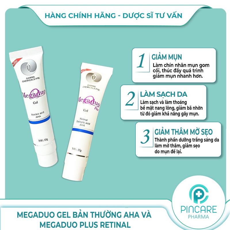 Megaduo gel bản thường AHA và Megaduo Plus Retinal - chấm giảm mụn - Hàng Chính Hãng - Nhà Thuốc PinCare