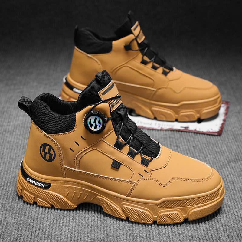 Giày nam cao cổ LAKINTA giày boot nam nút vặn đế cao su GH022