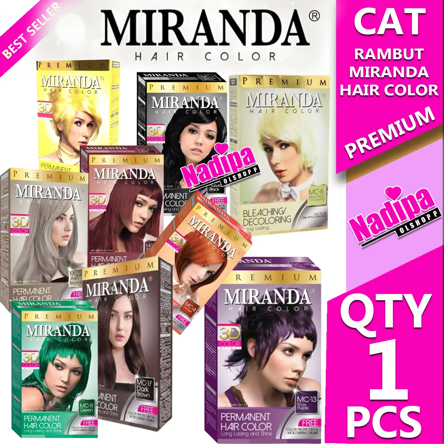 MIRANDA PREMIUM PERMANENT HAIR COLOR READY 9 WARNA NADIPA OLSHOPP