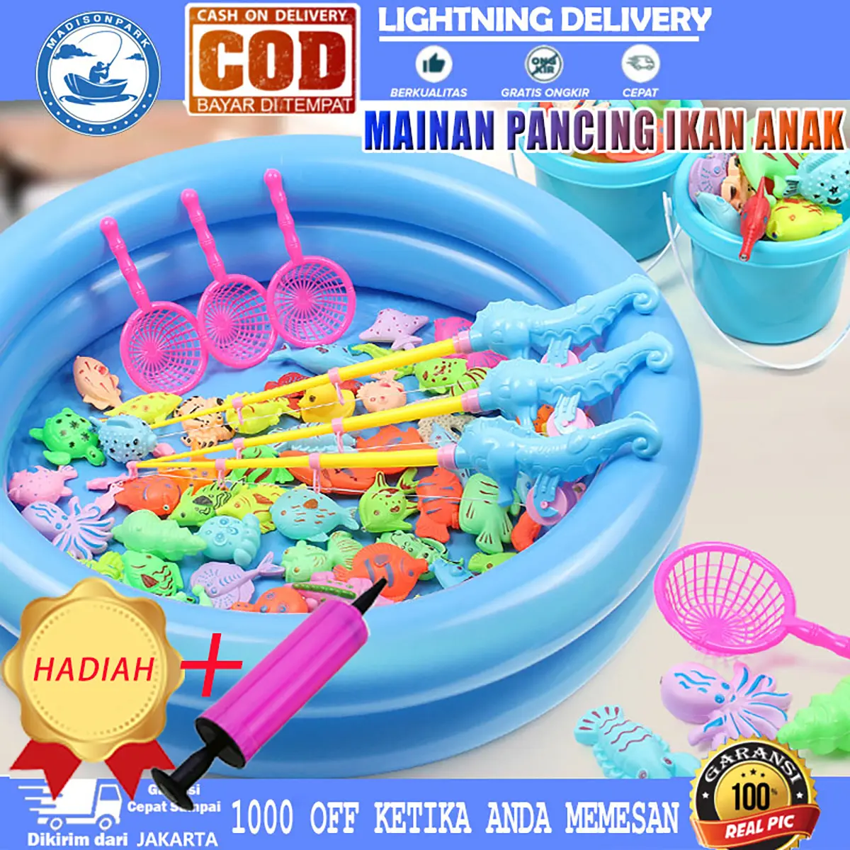 Mainan Pancing Ikan Anak-anak 50pcs MAINAN PANCING IKAN MAGNET DAN KOLAM PANCINGAN MAGNET ANAK MAINAN ANAK PANCING IKAN MAGNET / MAINAN PANCING IKAN ANAK / Mainan Anak Pancingan Ikan Magnetic Fishing Paradise Kolam Pompa - Mainan Pancing Ikan