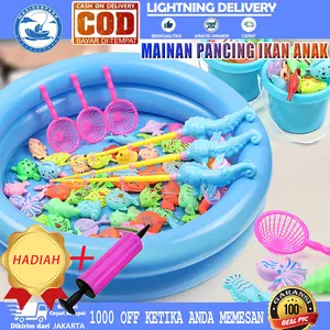 Mainan Pancing Ikan Anak-anak 50pcs MAINAN PANCING IKAN MAGNET DAN KOLAM PANCINGAN MAGNET ANAK MAINAN ANAK PANCING IKAN MAGNET / MAINAN PANCING IKAN ANAK / Mainan Anak Pancingan Ikan Magnetic Fishing Paradise Kolam Pompa - Mainan Pancing Ikan