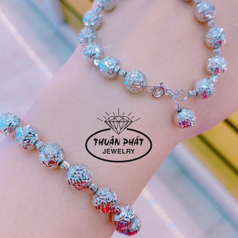 Phụ Kiện Lắc Tay Nữ L047 Lắc Bi 8li Đặt Cắt Máy Sáng Chiếu Đeo Tay Sang Trọng Trang Sức Bạc Ý Xi Bạch Kim - Bạc Thuận Phát