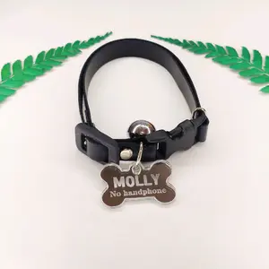 kalung kucing nama kulit akrilik silver premium bisa untuk kitten dan dewasa