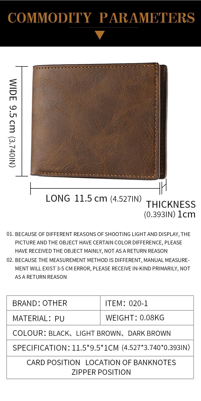 Product Introduction of Horizontal Wallet Wholesale Men's Short Wallet Men's Student Leather Wallet Retro Wallet No Logo Factory In Stock 13