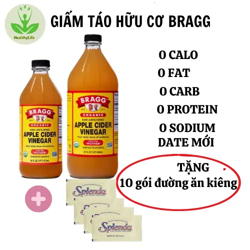 Giấm táo hữu cơ Bragg chai 473ml, 946ml - Hàng Mỹ