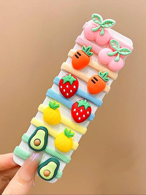 Cute Random Colorful Bow & Flower & Fruit Design Elastics Hair Ties, 2024 New Style Colorful Hair Ties, Fashion Hair Accessories for Women & Girls Hairstyles Ideas 6