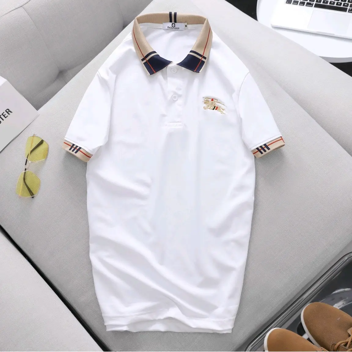 Áo thun polo thêu logo sắc nét chất mềm mịn