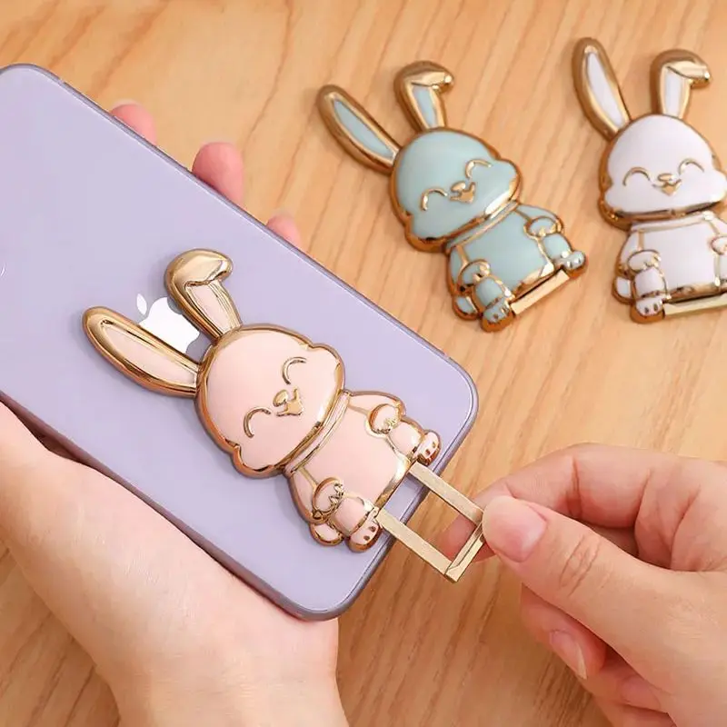 Rabbit Shape Mobile Phone Holders Universal Cell Phone Stands Finger Ring Newest 2024 Foldable Finger Ring Holder For Phone Cute