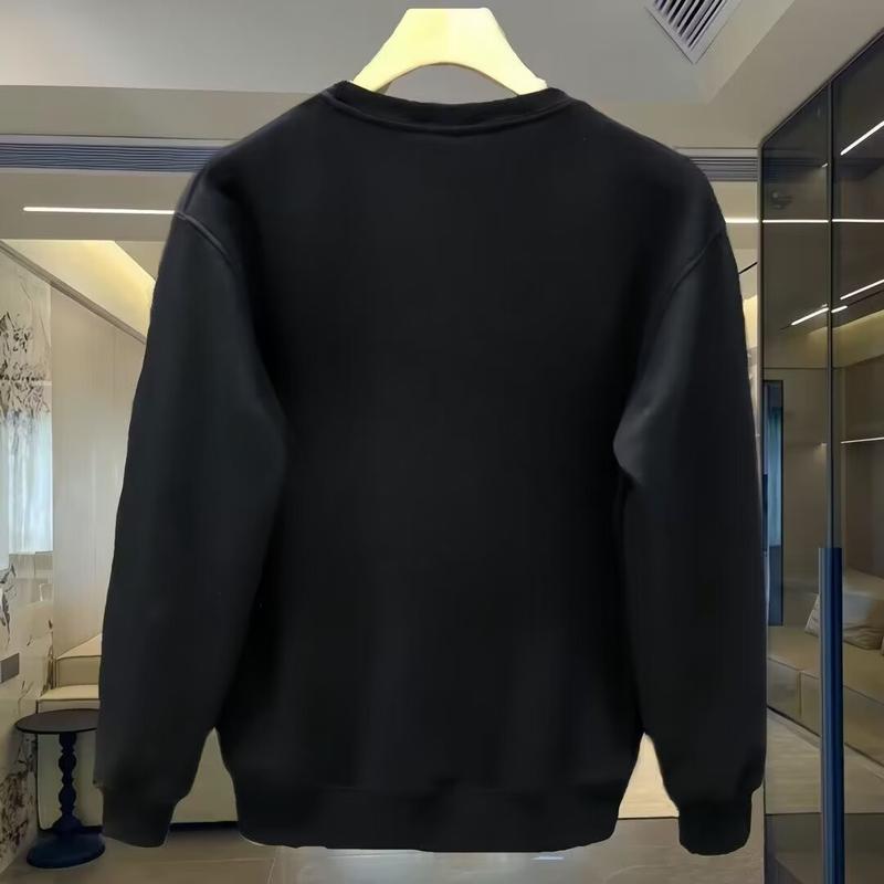 Áo Hoodie Dệt Cotton, Dành Cho Nam Giới, Dài Tay Áo, Cổ Tròn Ấm Áp, Thích Hợp Cho Mùa Thu Và Mùa Đông, Phong Cách Hàn Quốc, Thời Trang, Dáng Rộng Vừa Vặn, Có In Hình 3