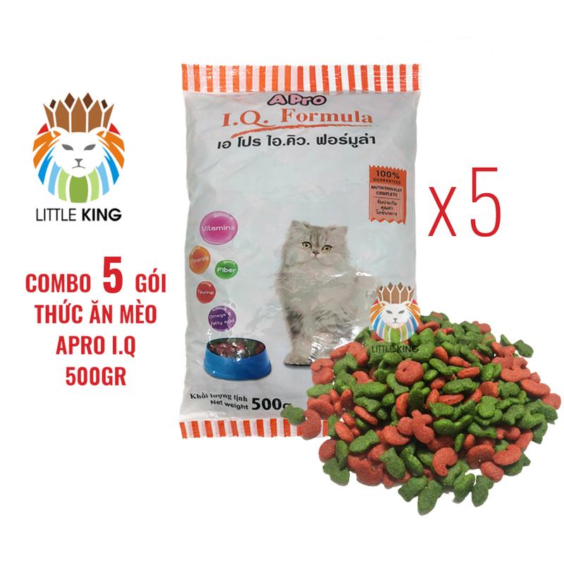 Combo 5 gói Thức ăn cho mèo Apro IQ Formula 500g hạt cho mèo giá rẻ bổ sung vitamin rau củ
