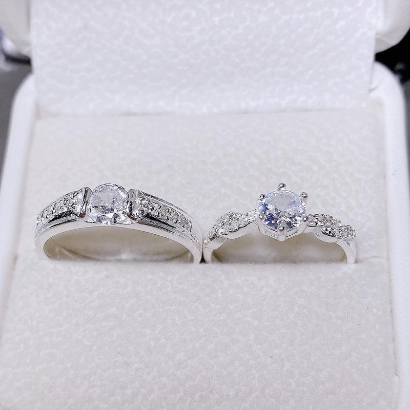 ( KÈM RỬA BẠC ) Nhẫn đôi xoắn đá nhẹ nhàng đủ size nam nữ