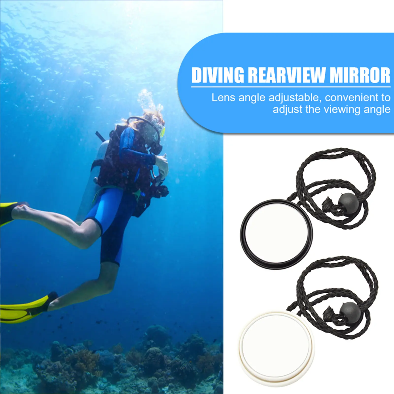 Gương Chiếu Hậu Lặn Chống Nước, HSJ-928, Có Thể Điều Chỉnh 360 Độ, Độ Trong Suốt Cao, Nhẹ, Gương Dưới Nước, Thích Hợp Cho Thiết Bị Lặn Có Bình Dưỡng Khí