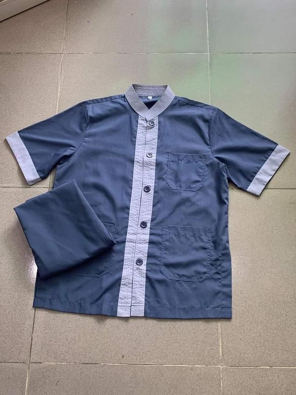 Đồ Lam Đi Chùa - Mẫu Lãnh Tựu Phối - VẢI KATE - DÀNH CHO NAM Áo Menswear Sơ Mi Cổ Tròn Có Cổ 9