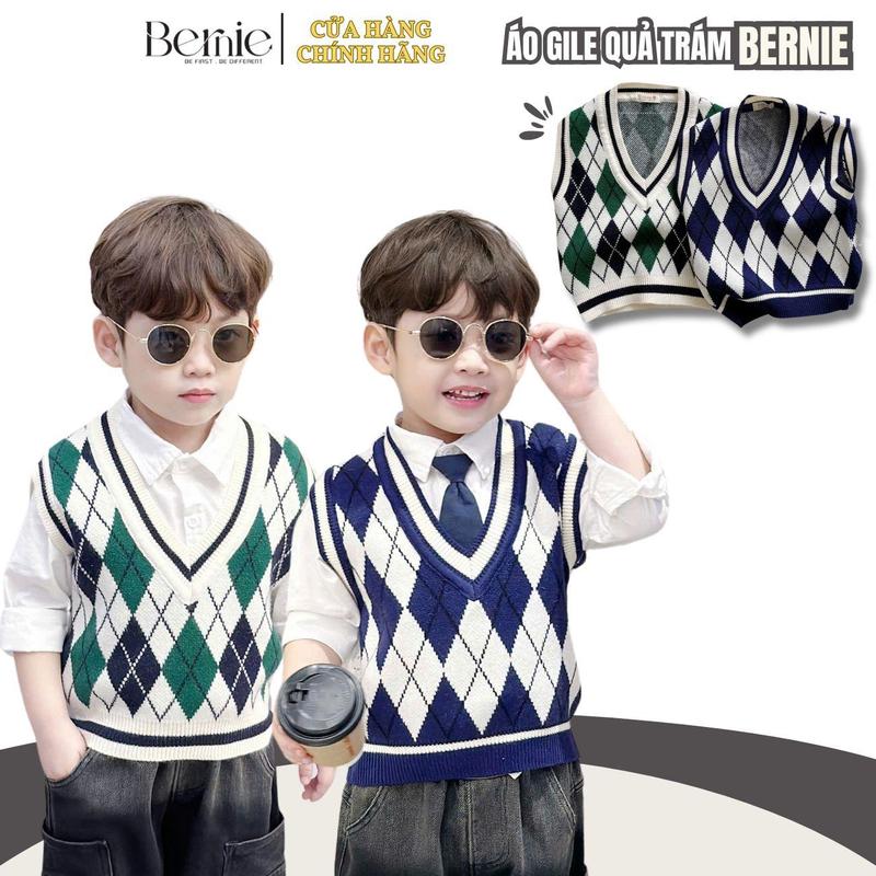 Áo gile len họa tiết quả trám phong cách hàn quốc cho bé trai bé gái size 1 đến 7T BERNIE 24A0019