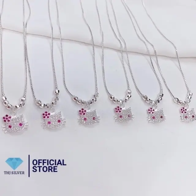 Dây chuyền mèo hoa cho bé yêu bạc ta - THJ SILVER