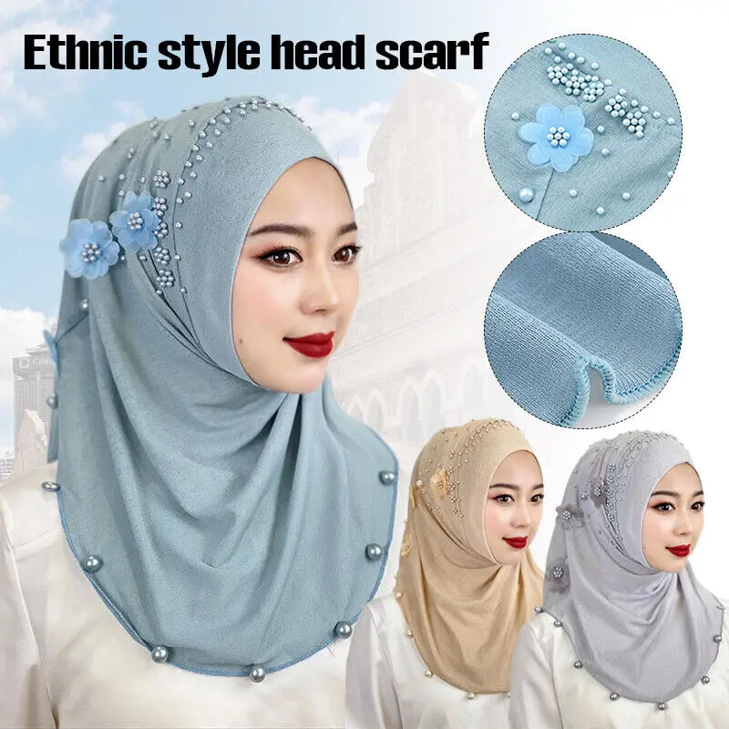 1x Fashion Muslim Headscarf Lady Instant Hijab Tudung For Women Long Head Scarf Solid Color