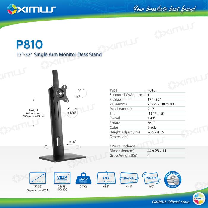 Promo Bracket Desk Stand Meja 1 Monitor Naik Turun 17 - 32 Inch Oximus ...