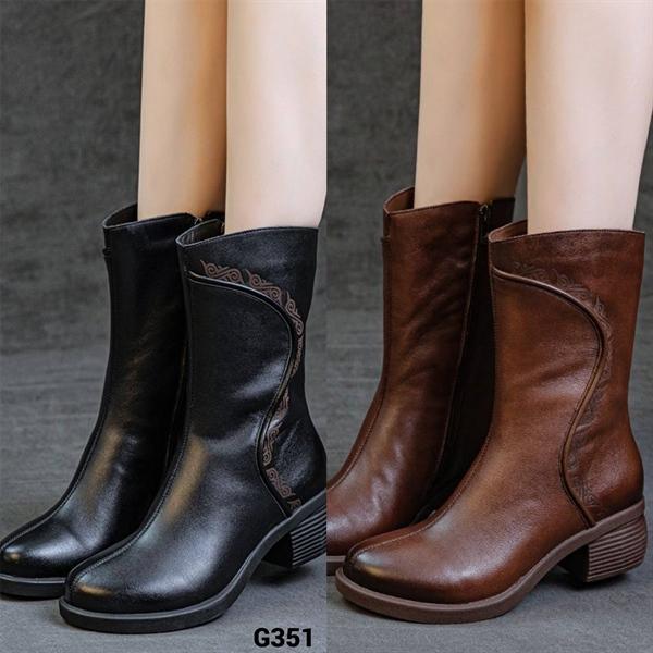 G351 GIÀY BOOTS DA BÒ XUẤT ÂU SÓNG VÂN CAO CẤP