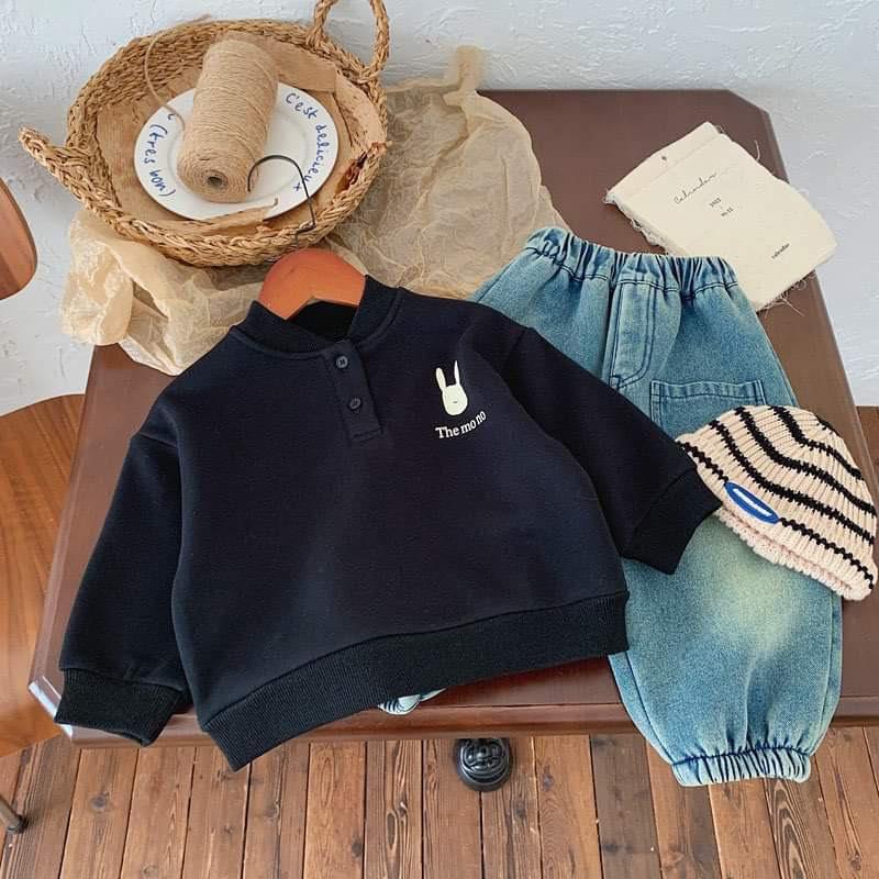 Áo Nỉ Bông Cổ trụ THEMONO Fom dáng rộng cho bé Fom dáng rộng