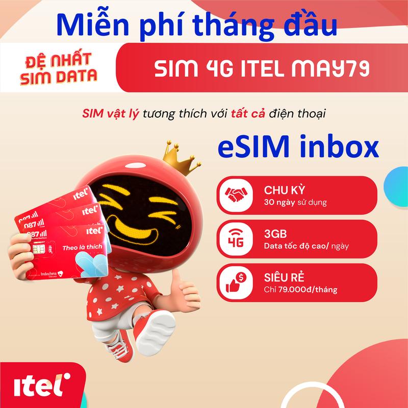 SIM iTel MAY79 [Đuôi Thần tài - Lộc Phát], [Miễn phí tháng đầu], Mạng 4G VINAPHONE, 90G/tháng tốc độ cao gia hạn 79.000đ mỗi tháng