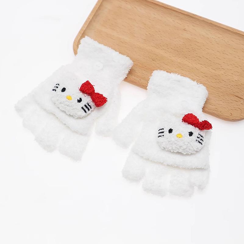 Găng Tay Lật, Thiết Kế Hoạt Hình Dễ Thương, Chất Liệu Nhồi Bông Và Lông Cừu, Ấm Áp Mùa Đông, Họa Tiết Hoạt Hình Dễ Thương, Dày, Găng Tay Hở Ngón Cho Nam Và Nữ 7