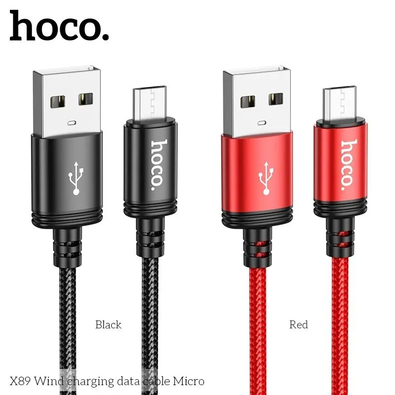 Dây sạc hoco X89, hỗ trợ sạc nhanh 2.4A truyền dữ liệu từ USB sang micro, dây bện dù chống đứt, gãy gập, dài 1m. 1