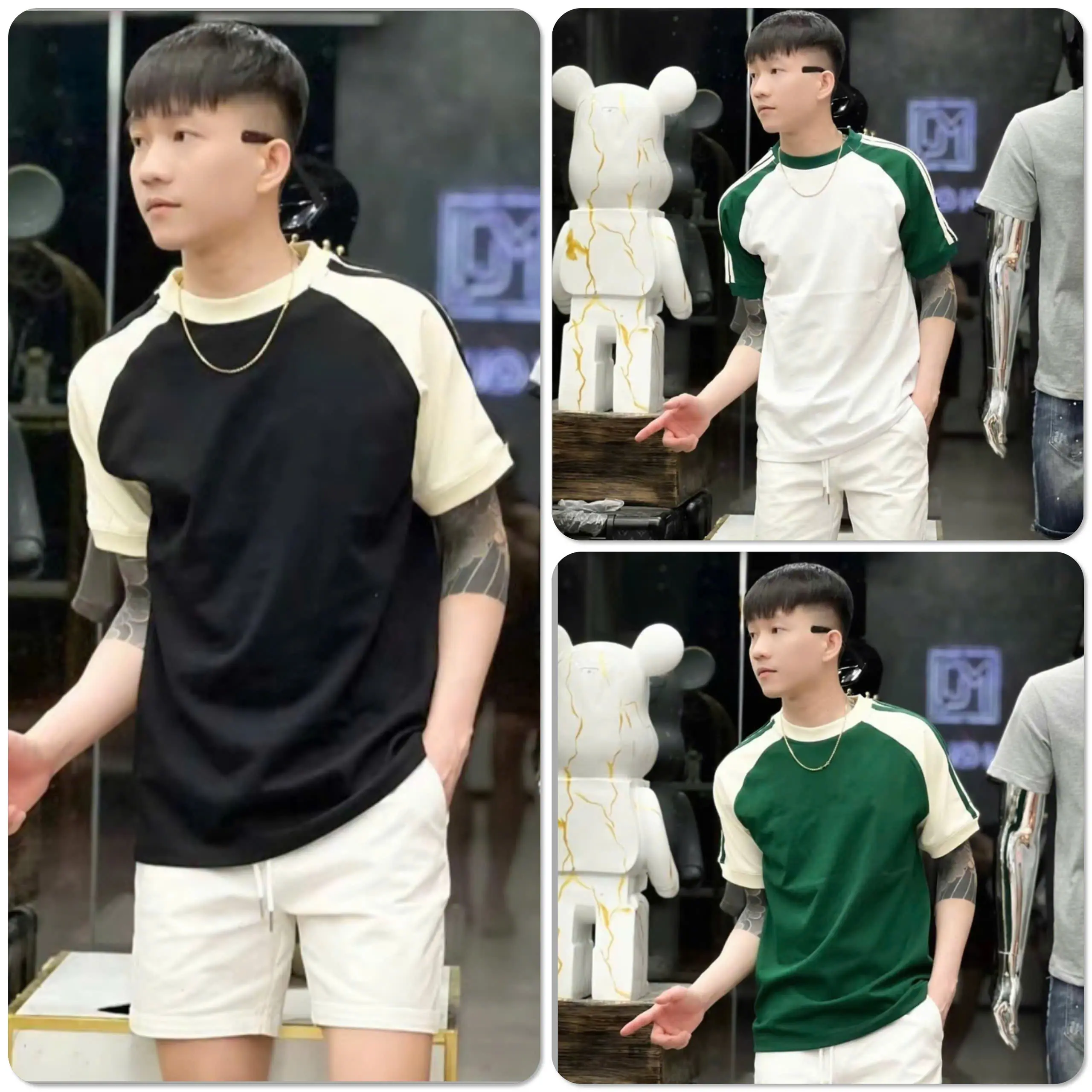 Áo thun nam nữ phối tay sọc bo viền siêu đẹp, chất vải cotton thoáng mát mềm mọn, phong cách thời trang trẻ trung sang trọng chuẩn WOMAN- Menswear