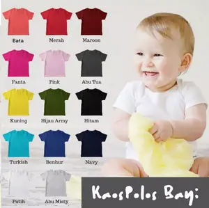 LOVE CLOUD Kaos Polos Bayi PREMIUM Bahan Catton Soft Premium Berkualitas Tebal Size 0-24 Bulan Tee Shirt Anak 3 Warna 0-6 Bulan 46cm x 24cm