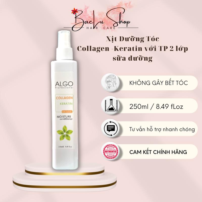  Xịt dưỡng tóc collagen keratin Algo phục hồi và bảo vệ tóc tối đa khỏi nhiệt và tia UV dưỡng tóc thơm lâu 250ml 