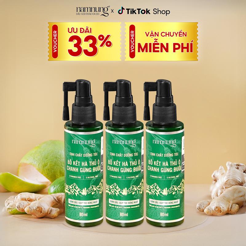 (Combo Giá Hời) 3 chai Xịt dưỡng tóc thảo dược NamNung, Xịt Dưỡng Tóc hỗ trợ giảm dầu, hỗ trợ tóc óng mượt, 80ml*3 chiết xuất thiên nhiên Bồ kết hà thủ ô Chăm sóc tóc Dưỡng tóc nữ