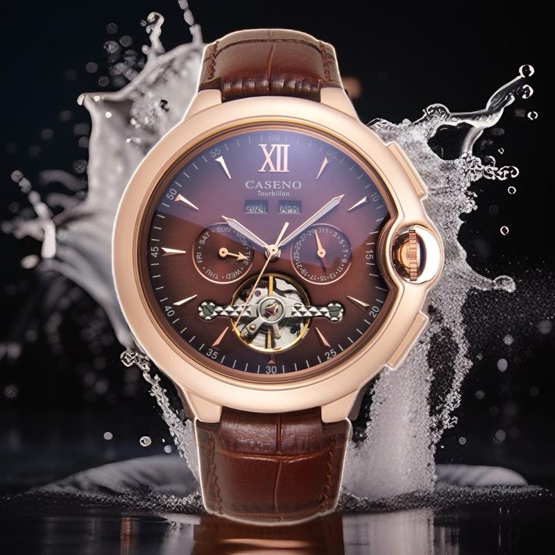 Đồng hồ Cơ cao cấp Caseno máy  chạy 4 lịch, chống nước chống xước tốt