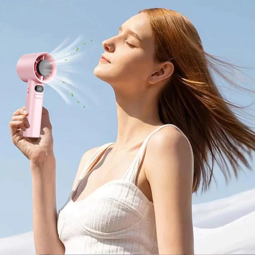 COD 2026 Kipas Angin Mini Portable Genggam - Kuat Angin Kecil dengan Tali Gantungan untuk Anak Sekolah Murah kipas angin mini kuat tahan lama 24 jam usb kipas angin mini 16500RPM 120 gear wind hight-speed kipas angin digital display adjustable fan