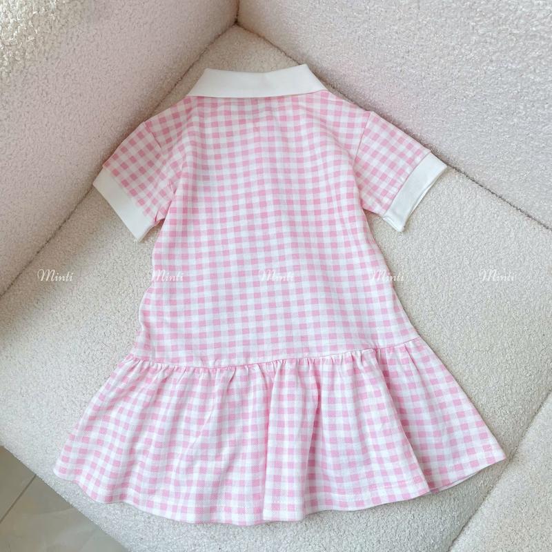 MT47 - Váy Caro Cotton Trắng Hồng Đuôi Cá Xòe Dễ Thương Cho Bé Gái 2