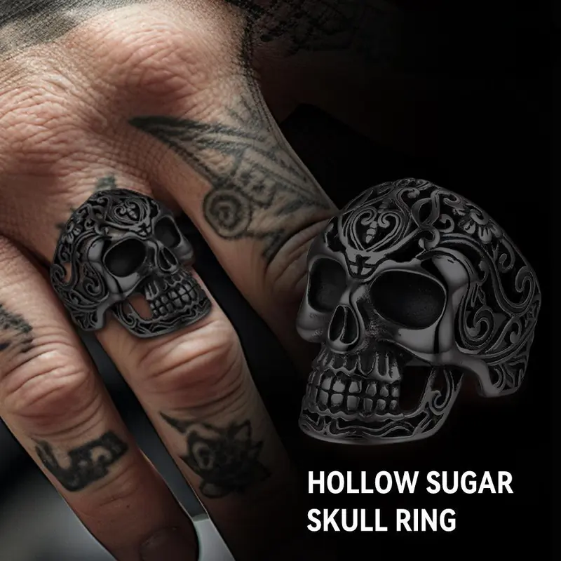 FaithHeart Masculine Skull Ring Stainless Steel Skull Skeleton Band Biker Ring for Men Springtok 1