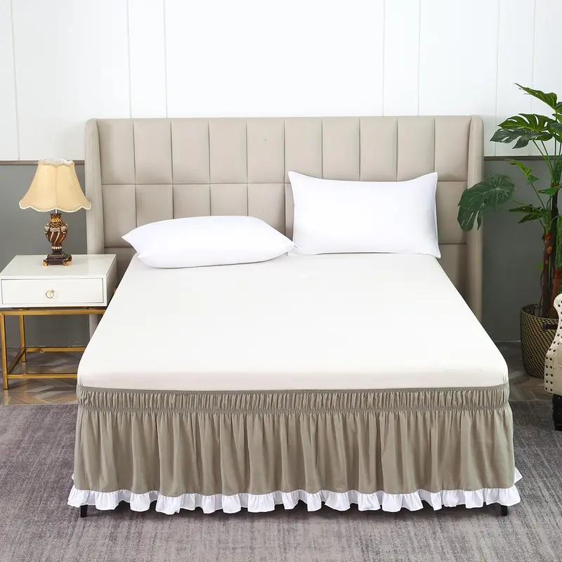 Solid Color Ruffle Trim Bed Skirt, 1 Count Soft Comfortable Bed Skirt, Adjustable Bedding for Home Bedroom & Hotel Decoration 2