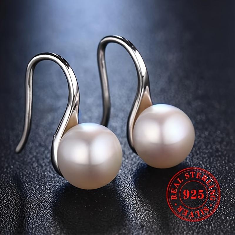 Product Introduction of Sterling 925 Silver Dangle Earrings - Hypoallergenic, Faux Pearl Decorated, Elegant Simple Style, Trendy Female Gift, Nickel-Free, Lead-Free, Durable, Long-Lasting, Perfect for Sensitive Skin 1