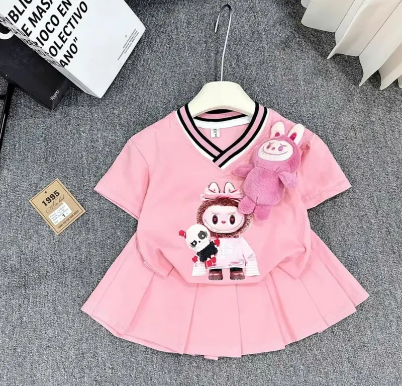 váy labula bé gái xinh , size 12--45 kg mẫu gấu cổ trái tim năng Động sang chảnh chất vải đep hàng may kỹ 3