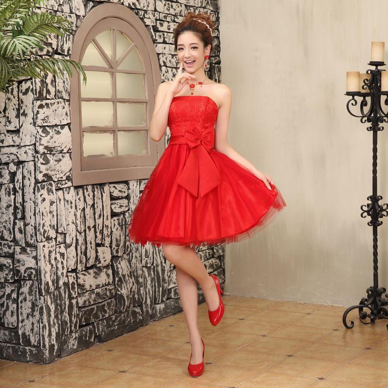 Product Introduction of Bridesmaid Dress Women's New Bow Short Elegant Dress Banquet Sister Dress Evening Dress Dress 3