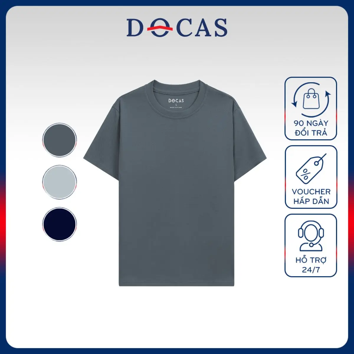 CT-RL001 Áo Thun Cổ Tròn Nam DOCAS Vải Cotton Mè Thể Thao Phom Relax Fit